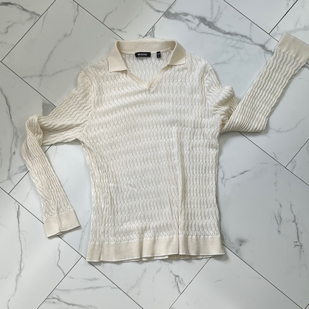 Cream Sweater by Mango